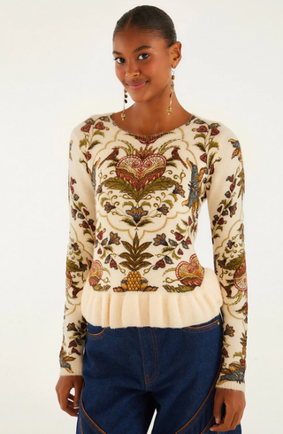 Majestic Hearts Knit Top - Majestic Hearts Cream