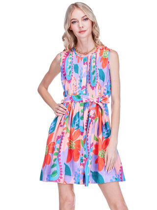 Mini Pleated Dress - Happy Hibiscus