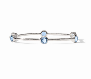 Milano Bangle - Silver/Clear Chalcedony Blue - S