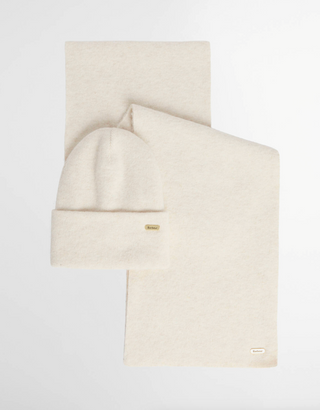 Barbour Winona Beanie & Scarf Gift Set - Eggshell