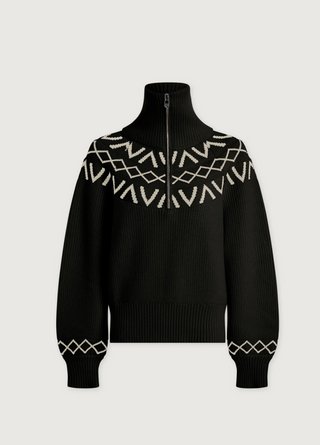 Sigrid Fairisle Half Zip Knit - Black