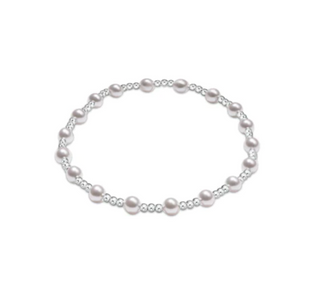 Classic Sincerity Pattern Sterling 4MM Bead Bracelet - Pearl