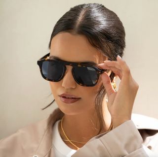 Addison Acetate Unisex Aviator Sunglasses - Tortoise / Gray