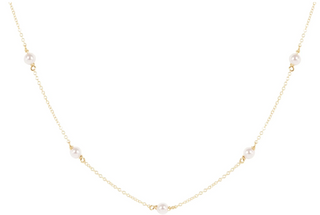 17" Chocker Simplicity Chain - Gold 4mm Pearl