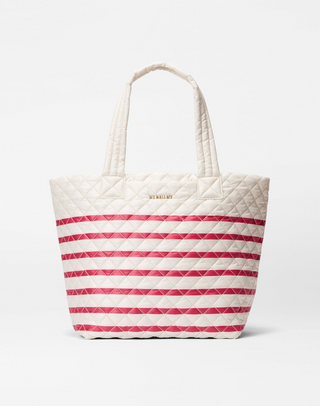 Medium Metro Tote Deluxe - Sanshell/Apple Charter Stripe