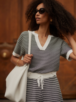 Dora Knit Top 2.0 - Snow White / Black