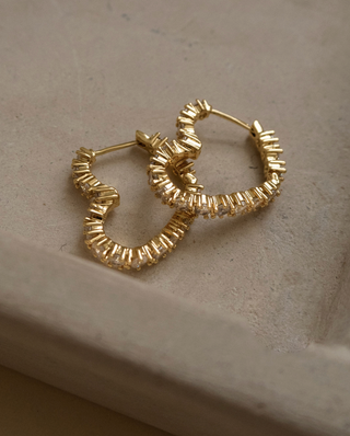Diamond Heart Bijoux Hoops - Gold
