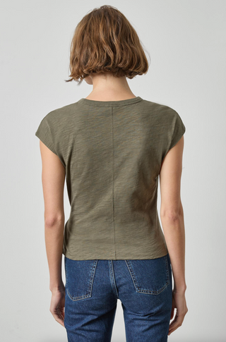 Tie Front Tee - Olive