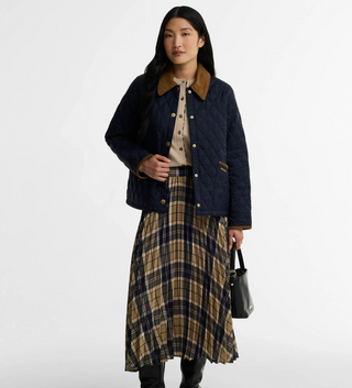 Barbour Icons Cropped Liddesdale Quilted Jacket - Dark Navy / Birchwood