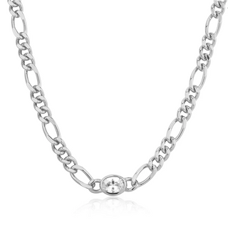 The Oval Bezel Chain Necklace - Silver