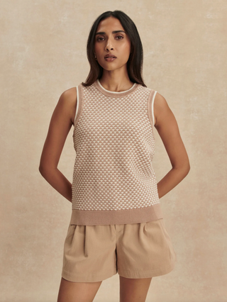 Jenson Stitch Knit Tank - Light Taupe