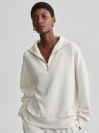 Hawley Half Zip Sweater - Ivory Marl Fleck