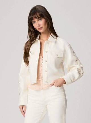 Michele Jacket w/ Embroidered Panels - Tonal Ecru