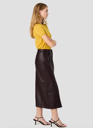 Madeline Faux Leather Midi Skirt - Coc Brown