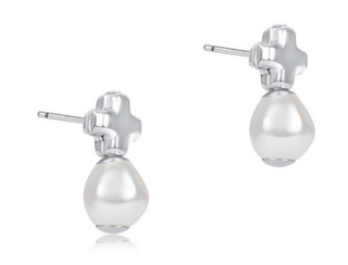 Signature Cross Sterling Stud - Pearl