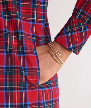Pippa Poplin Dress - Yuletide Tartan Red