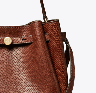 Romy Embossed Snake Bucket Bag - Sweet Maple
