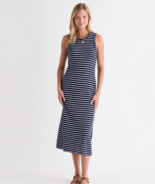 Terry Dress - Bay Stripe Navy