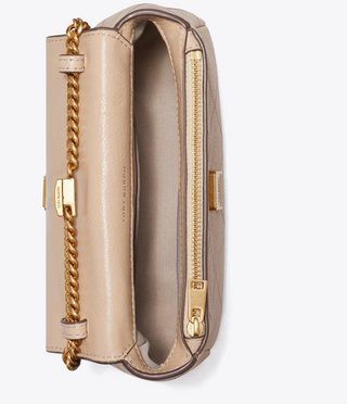 Charlie Quilted Top Handle Chain Wallet - Soft Cement