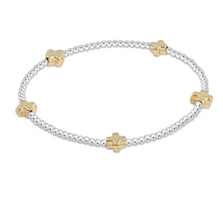 Signature Cross Small 2mm Mixed Metal Bracelet - Gold
