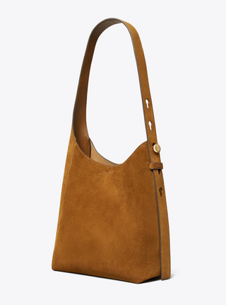Romy Suede Small Hobo Bag - Caramel