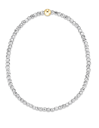 Bright Silver Faceted Hematite 2mm Bead Bracelet - Bright Silver