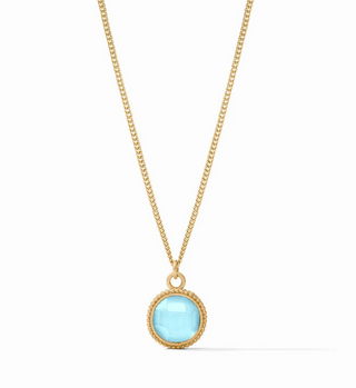 Fleur-de-Lis Solitaire Necklace - Iridescent Capri Blue