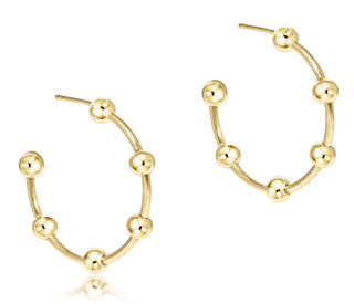 Beaded Simplicity 1" Post Hoop - 4mm Gold