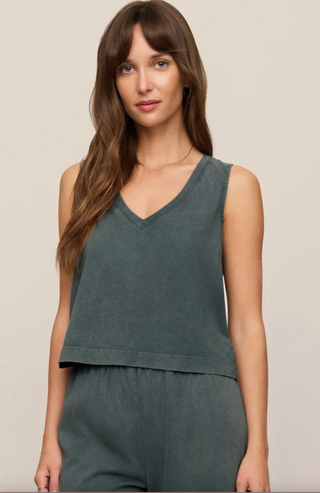 Sloane V-Neck Top - Emerald Cove