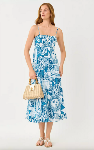 Jorgian Linen Midi Dress - Resort White Oversized Harlillyquin