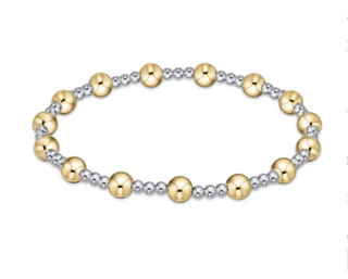 Classic Sincerity Pattern 6mm Bead Bracelet - Mixed Metal