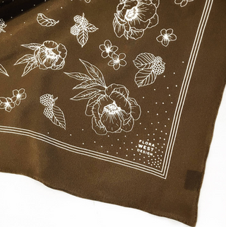 100% Silk Bandana Scarf - Classic Deep Olive Floral Western