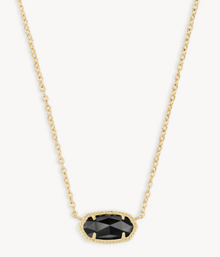 Elisa Short Pendant Necklace - Gold Black