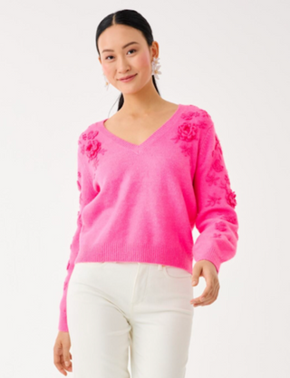 Alayla Sweater - Sun Shell Pink Garden Party Embroidery