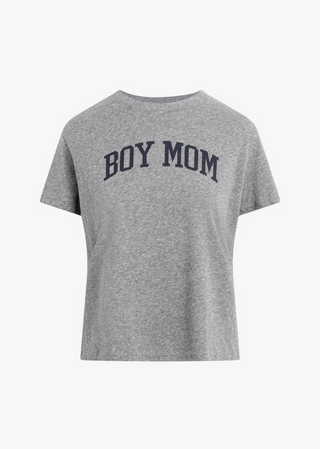 Boy Mom Tee - Heather Grey/Navy