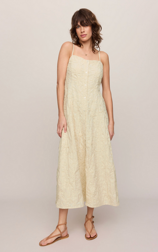 Angel Eyes Textured Midi Dress - Champagne