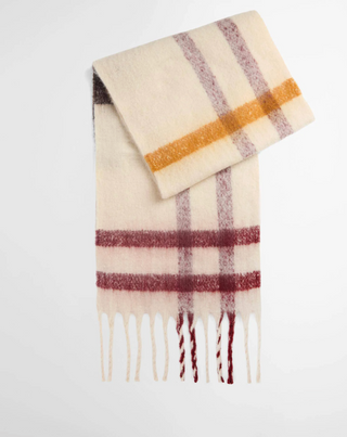 Isla Tartan Boucle Scarf - Ecru Muted Tartan