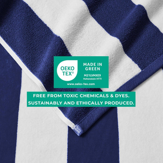 Cotton Velour Cabana Stripe Beach Towel - Navy