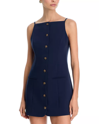 Azra Twill Square Neck Dress - Marine