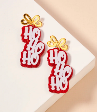 Christmas Ho Ho Ho Acetate Dangling Earrings