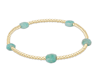 Admire Small Gem 2mm Gold Bracelet - Amazonite