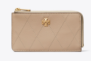 Charlie Quilted Zip Card Case - Soft Cement