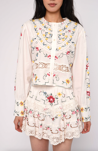 Hallie Top - Tea Rose Embroidery