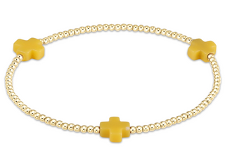 Signature Cross Gold Pattern 2mm Bead Bracelet - Canary