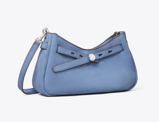 Romy Nubuck Zip Top Crossbody Bag - Soft Blue