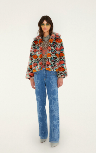 Floral Faux Fur Jacket - Multi