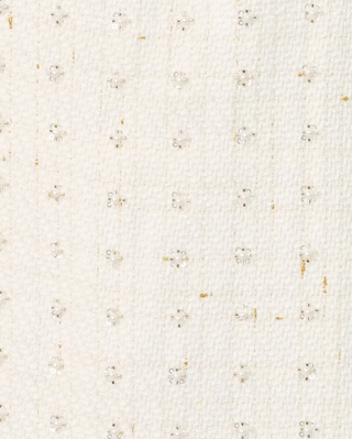 Anders Skirted Romper - Resort White Flower Pearl Embellished Boucle