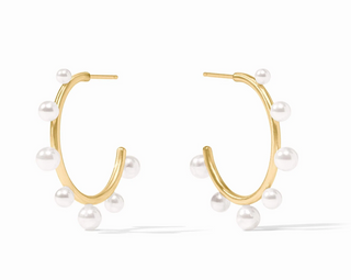 Medium Hydra Stone Hoop - Gold Pearl