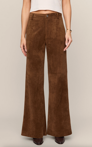 Cecile Mid Rise Wide Leg - Saddle Suede