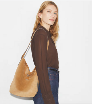 Locke Suede Slim Medium Bucket Bag - Wild Tabacco